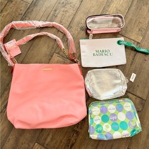 Makeup cosmetic bags and purse bundle